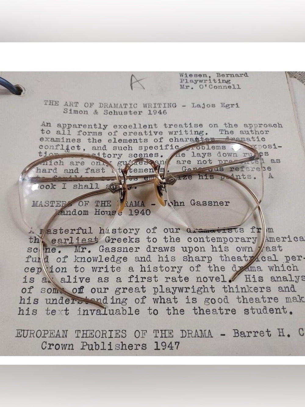 Vtg 1940s Eyeglasses Shuron 1/10 12k Rimless Rimway Fulvue Antique Frames 42L